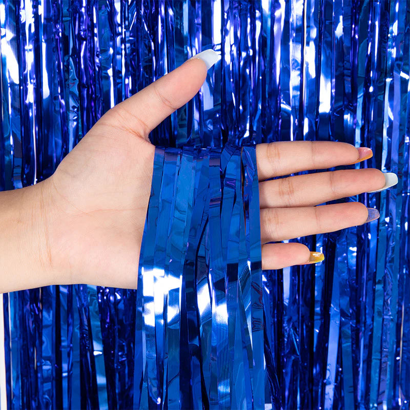 7Ft Metallic Tinsel Foil Fringe Curtains Photo Booth Backdrop for Party Birthday Wedding Holiday Celebration Decorations