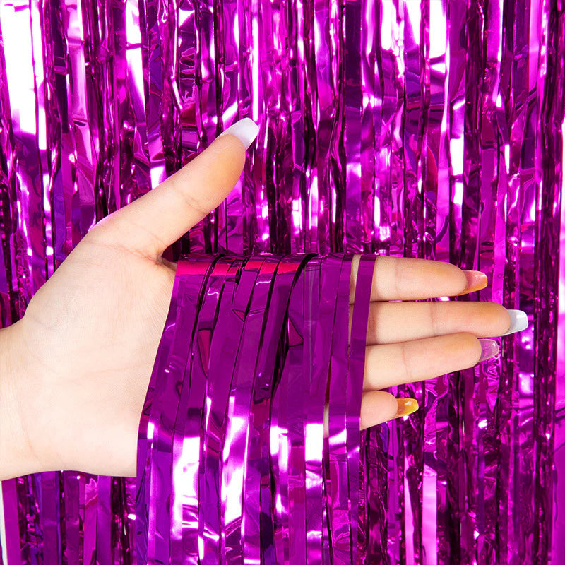 7Ft Metallic Tinsel Foil Fringe Curtains Photo Booth Backdrop for Party Birthday Wedding Holiday Celebration Decorations