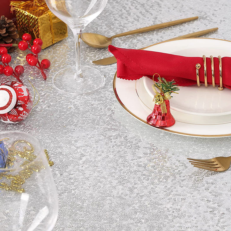Mini Sequin Rectangle Tablecloth Silver