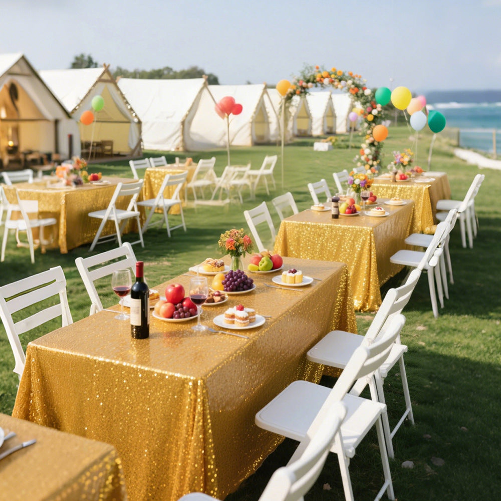 Mini Sequin Rectangle Tablecloth Silver