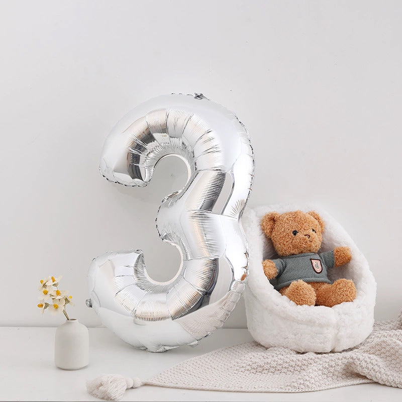 Silver Number Balloon Foil Mylar Party Wedding Bachelorette Birthday Bridal Shower Graduation Anniversary Celebration Decoration can fly with helium