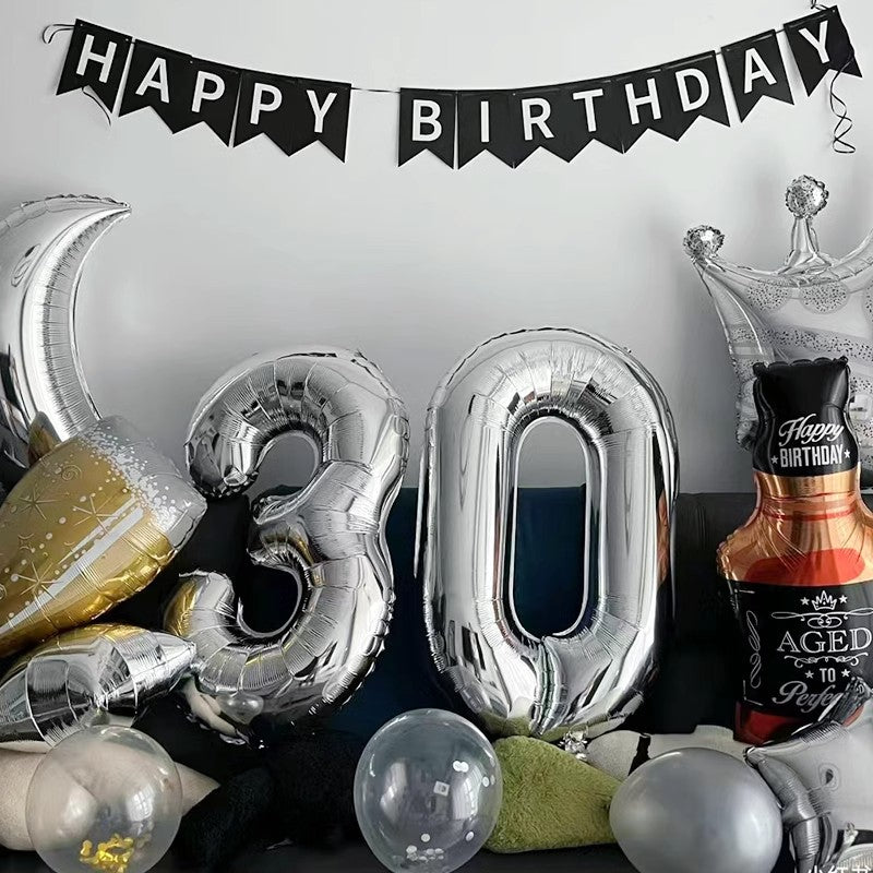 Silver Number Balloon Foil Mylar Party Wedding Bachelorette Birthday Bridal Shower Graduation Anniversary Celebration Decoration can fly with helium