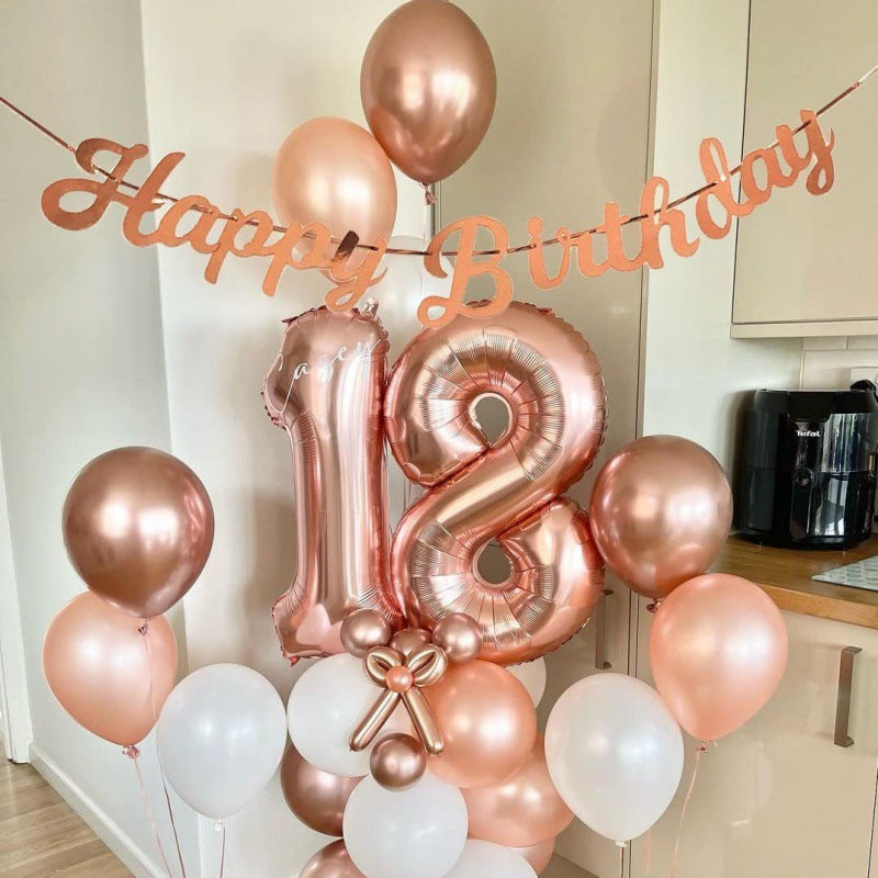 Rose Gold Number Balloon Foil Mylar Party Wedding Bachelorette Birthday Bridal Shower Graduation Anniversary Celebration Decoration can fly with helium