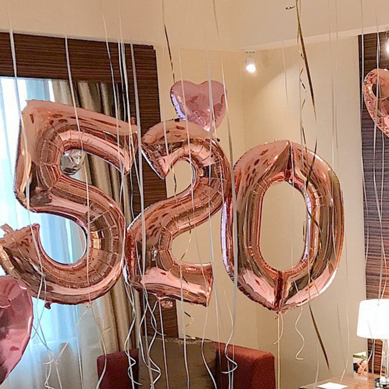 Rose Gold Number Balloon Foil Mylar Party Wedding Bachelorette Birthday Bridal Shower Graduation Anniversary Celebration Decoration can fly with helium