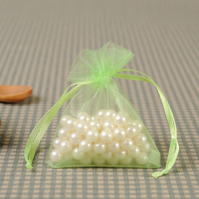 10 PCS Organza Bags 3''X4'' Sheer Christmas Mesh Drawstring Gift Bags Fruit Green