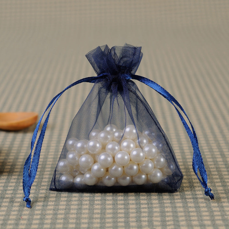10 PCS Organza Bags 3''X4'' Sheer Christmas Mesh Drawstring Gift Bags Navy Blue