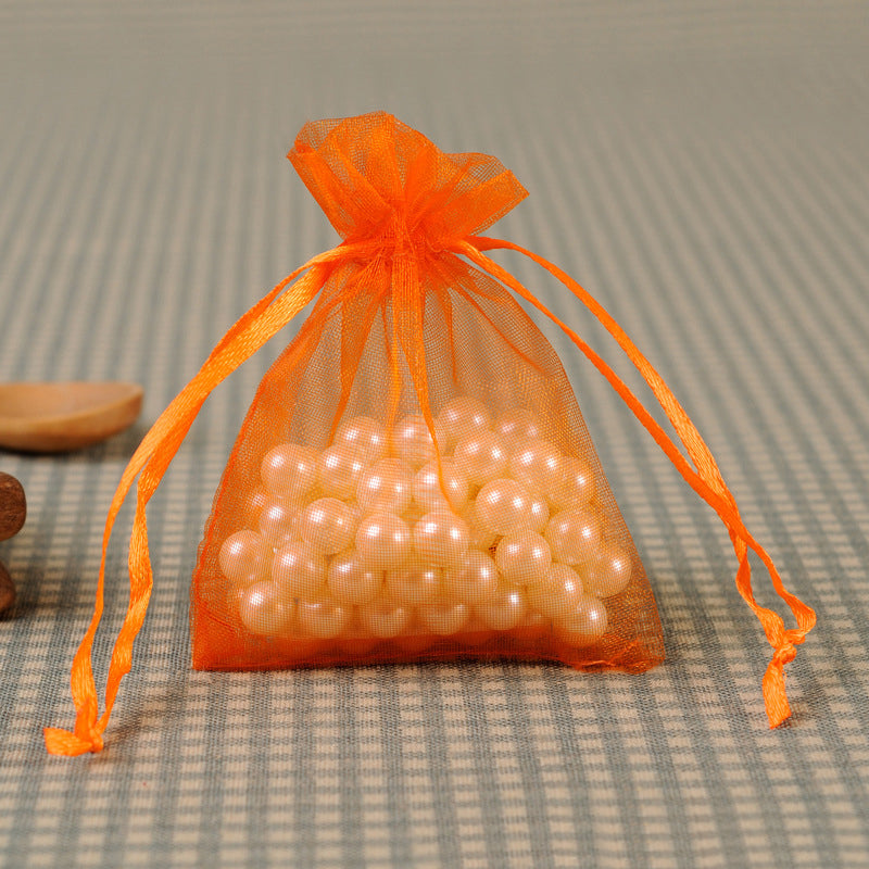 10 PCS Organza Bags 3''X4'' Sheer Christmas Mesh Drawstring Gift Bags Orange