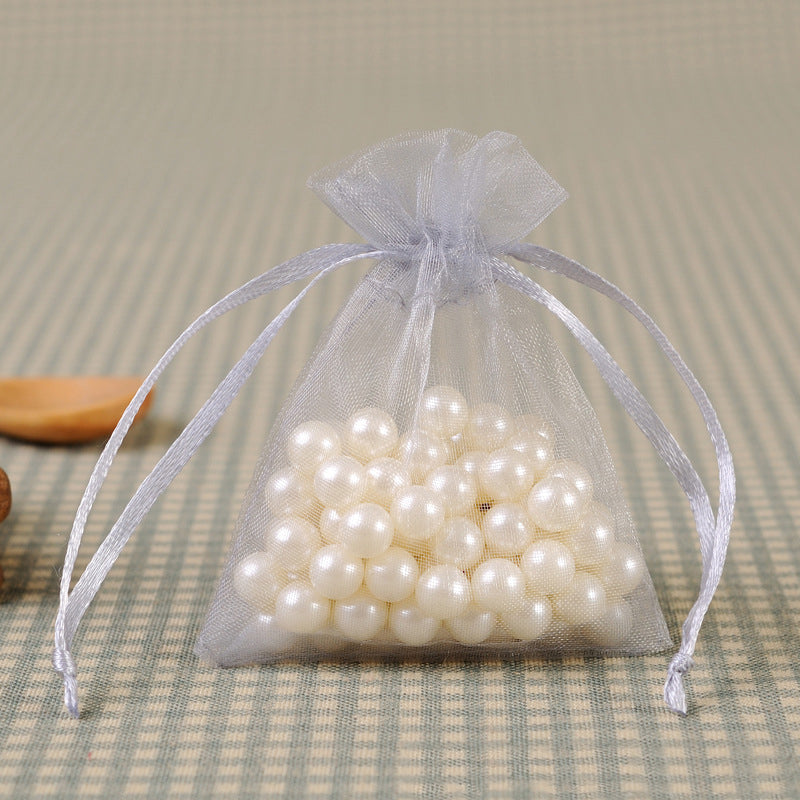 10 PCS Organza Bags 3''X4'' Sheer Christmas Mesh Drawstring Gift Bags Grey