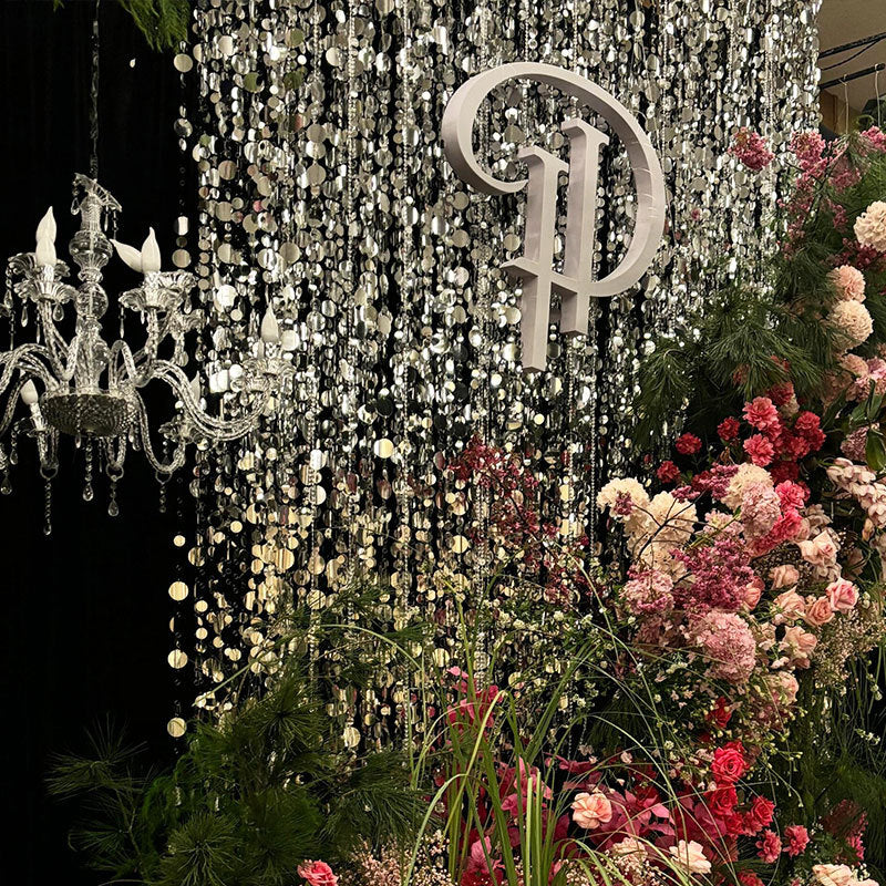 20pcs PVC Square Sequin Door Curtain Decoration 3ft Silver
