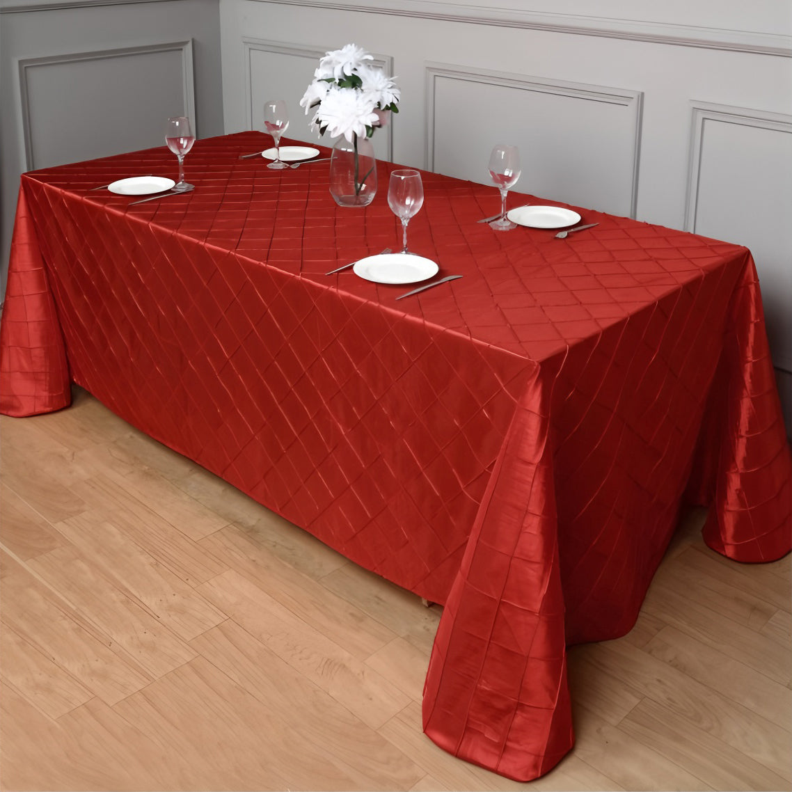 Polyester Solid Plaid Textured Tablecloth Rectangular for Kitchen Dining Party Holiday, Grey Plaid