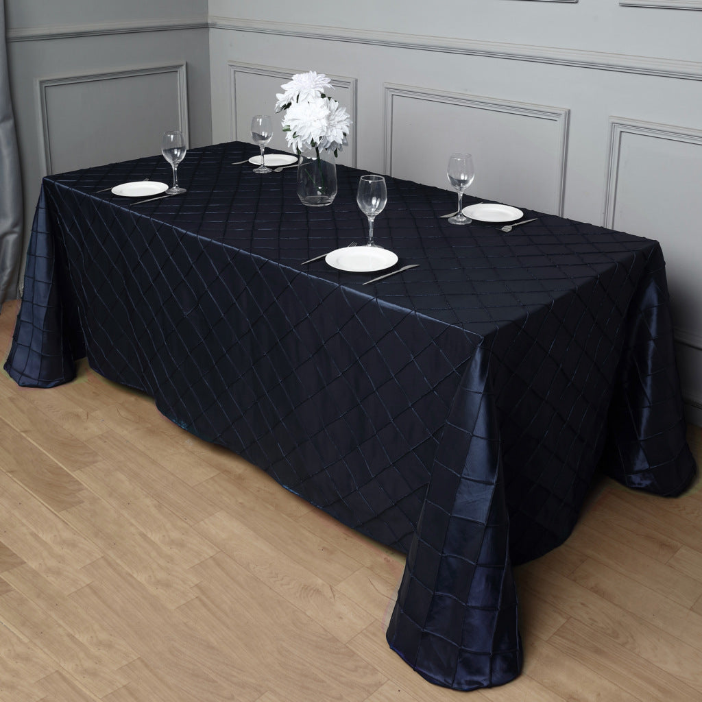 Polyester Solid Plaid Textured Tablecloth Rectangular for Kitchen Dining Party Holiday, Grey Plaid
