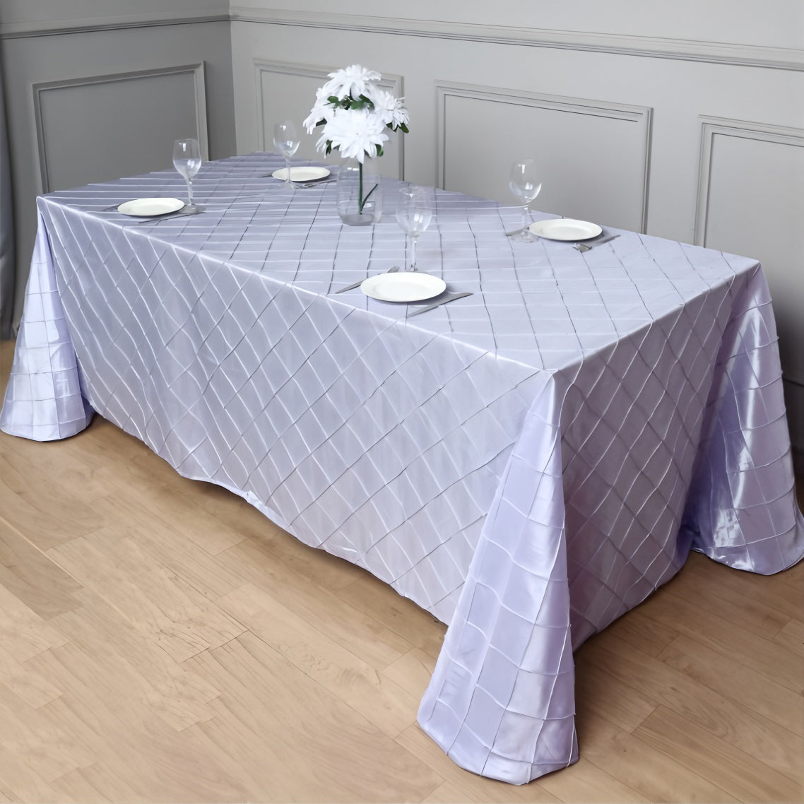 Polyester Solid Plaid Textured Tablecloth Rectangular for Kitchen Dining Party Holiday, Grey Plaid