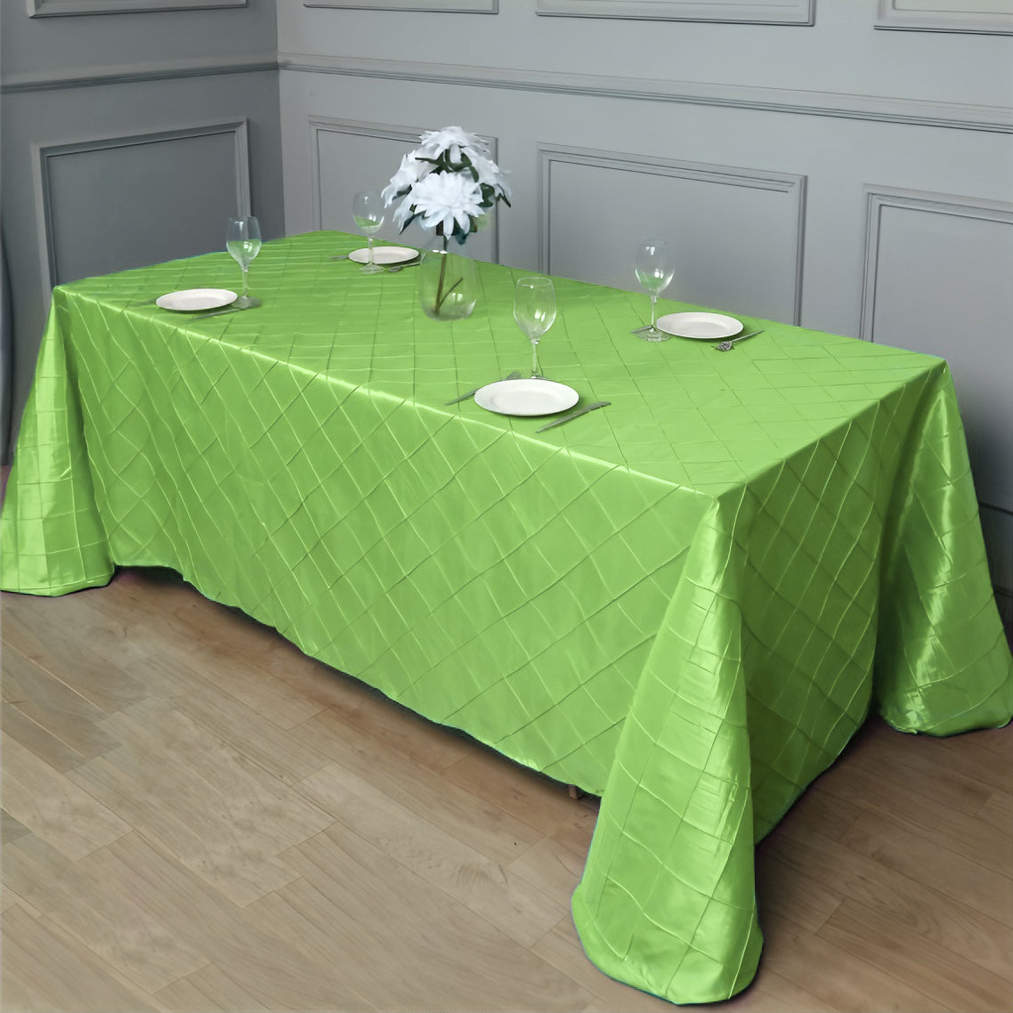 Polyester Solid Plaid Textured Tablecloth Rectangular for Kitchen Dining Party Holiday, Grey Plaid