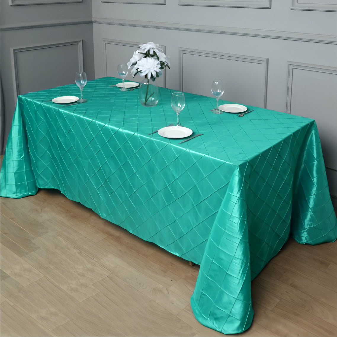 Polyester Solid Plaid Textured Tablecloth Rectangular for Kitchen Dining Party Holiday, Grey Plaid