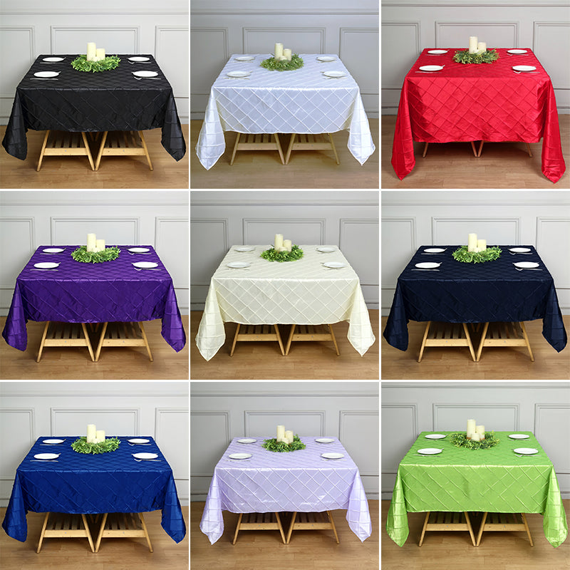 Polyester Solid Plaid Textured Tablecloth Square for Kitchen Dining Party Holiday, Grey Plaid
