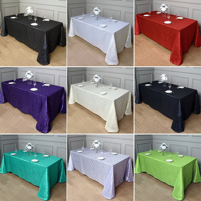 Polyester Solid Color Checkered Tablecloth Rectangle Black