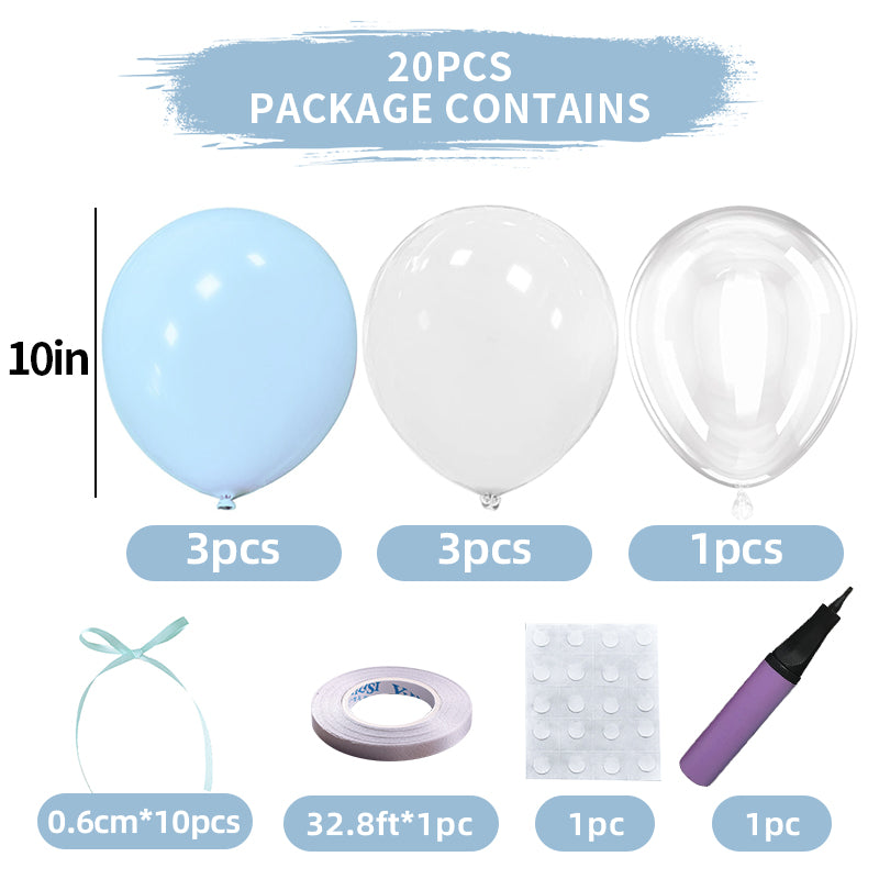 Mini Ribbon Bows Balloons DIY Party Decorations 10" Blue White