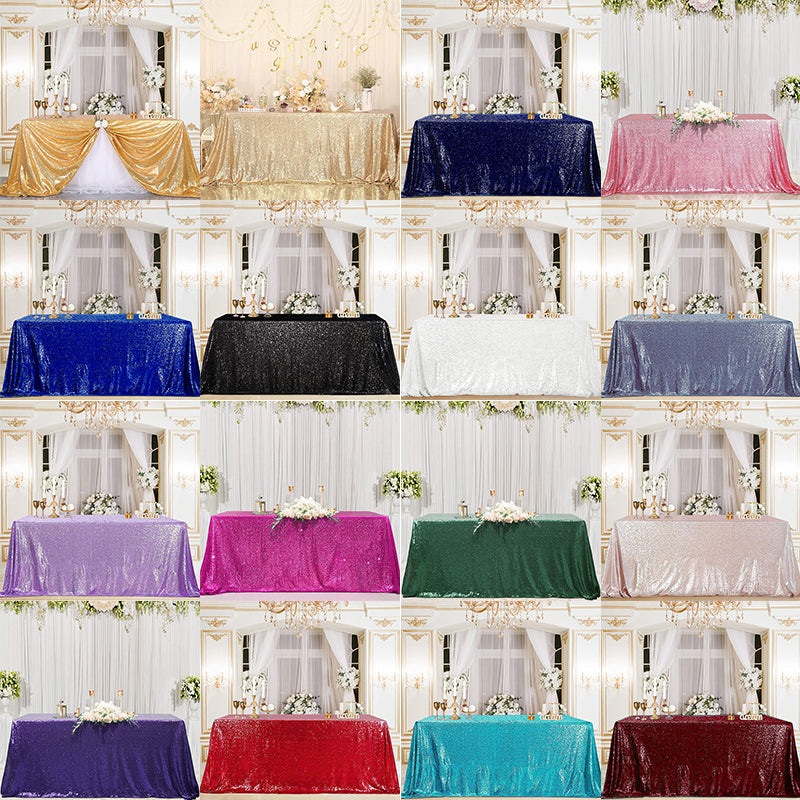 Shimmering Sequin Rectangle Tablecloth for Wedding Party Christmas Decorations