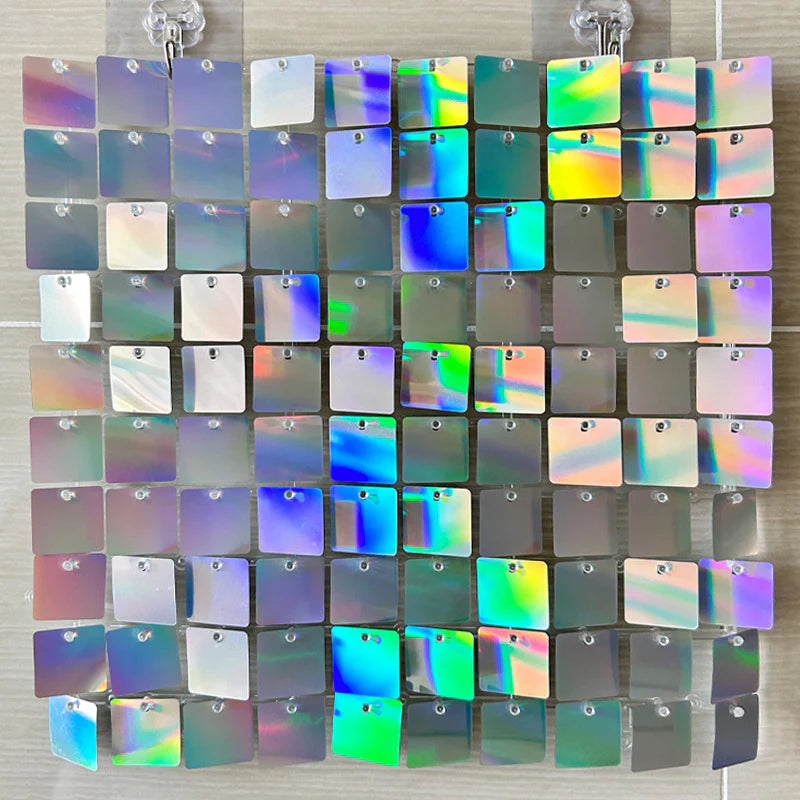 Shimmer Wall Backdrop Wall Panels 24Pcs Square Sequin Shimmer Wall Backdrop Decoration for Birthday Party,Wedding, Anniversary