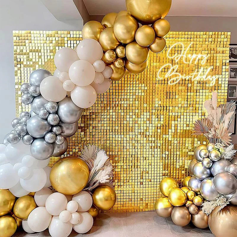 Shimmer Wall Backdrop Wall Panels 24Pcs Square Sequin Shimmer Wall Backdrop Decoration for Birthday Party,Wedding, Anniversary