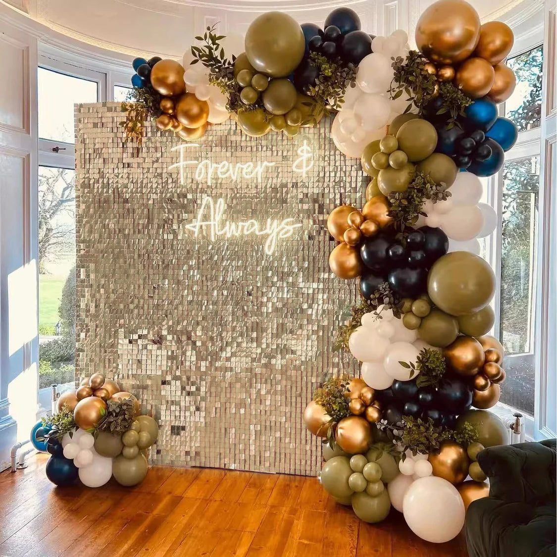 Shimmer Wall Backdrop Wall Panels 24Pcs Square Sequin Shimmer Wall Backdrop Decoration for Birthday Party,Wedding, Anniversary