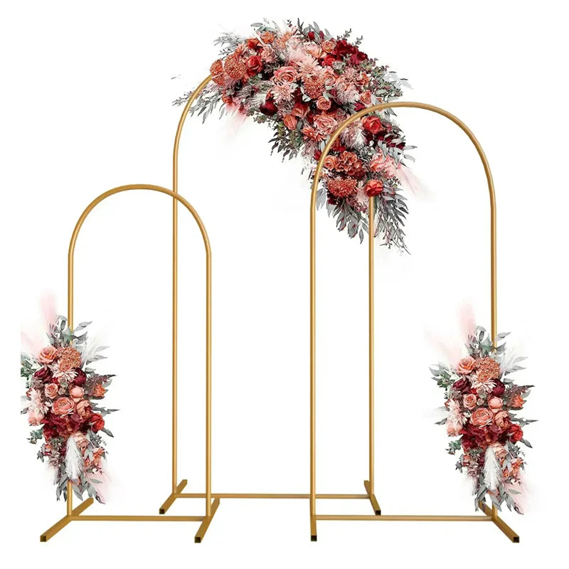 Wedding Arch Backdrop Stand, Gold Metal Arch Backdrop Stand for Wedding Ceremony Birthday Party Bridal Baby Shower Photo Booth Garden Floral Balloon Arches Decoration