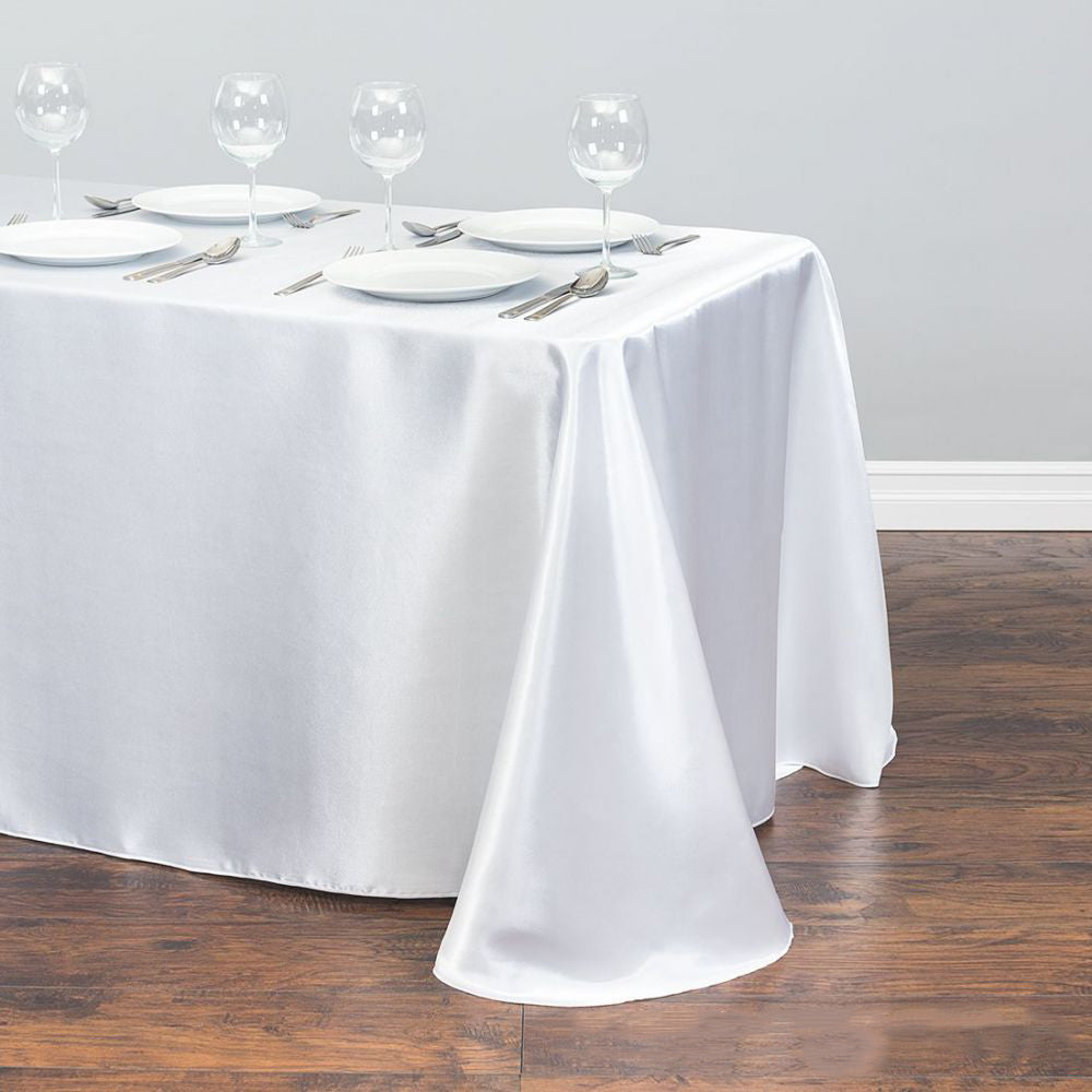 Satin Tablecloth Overlay Rectangle Bright Silk Tablecloth Smooth Fabric Table Decoration for Wedding Banquet Party Events